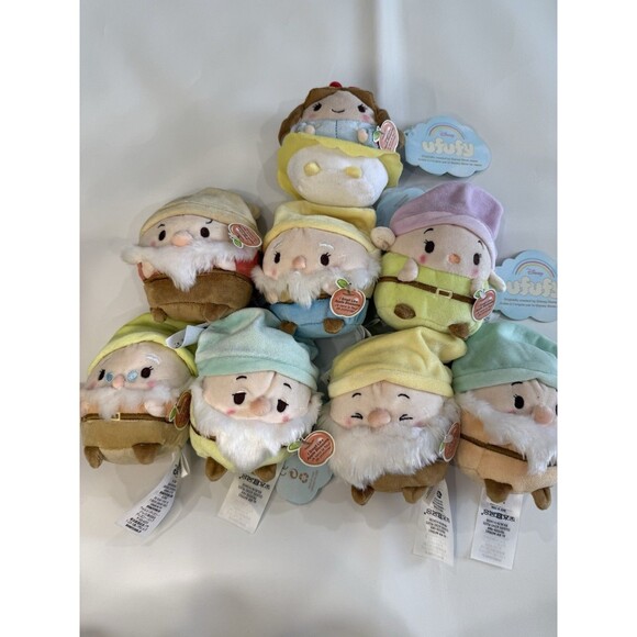 NWT Disney Japan UFUFY Snow White & Seven Dwarfs Complete Set Plush Soft Toy Lot - Picture 1 of 7